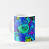 "blue lagoon" abstracte koffiemok (Voorkant links)