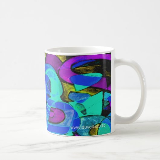 "blue lagoon" abstracte koffiemok (Rechts)