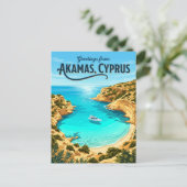 Blue Lagoon, Akamas Cyprus Briefkaart (Staand voorkant)
