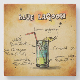 Blue Lagoon Bartender Drink Recipe Stenen Onderzetter