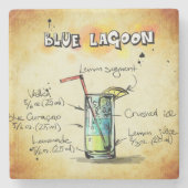Blue Lagoon Bartender Drink Recipe Stenen Onderzetter (Voorkant)