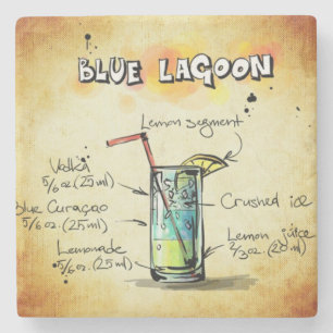 Blue Lagoon Bartender Drink Recipe Stenen Onderzetter