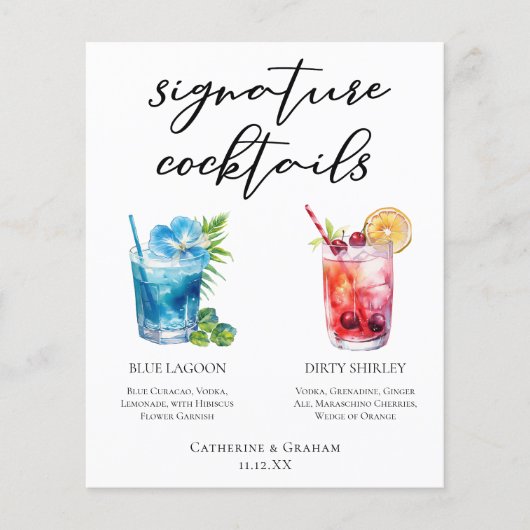 Blue Lagoon Dirty Shirley Signature Cocktails Menu (Voorkant)