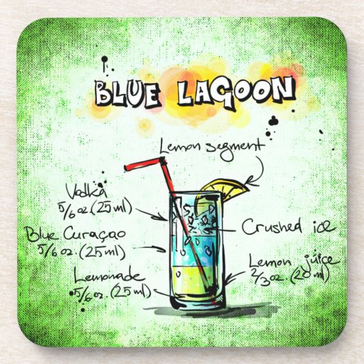 Blue Lagoon Drink Recipe Bier Onderzetter (Voorkant)