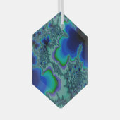 Blue Lagoon Fractal Abstract Suncatcher Glas Ornament (Voorkant Rechts)