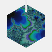 Blue Lagoon Fractal Abstract Suncatcher Glas Ornament (Achterkant)