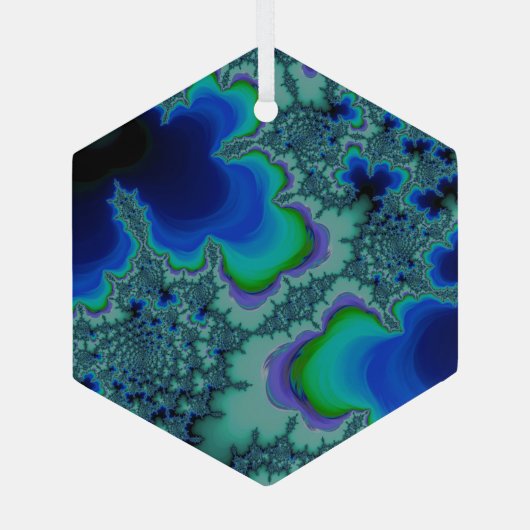 Blue Lagoon Fractal Abstract Suncatcher Glas Ornament (Achterkant)