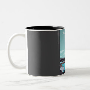 Blue Lagoon Iceland Minimalistische reisposter Tweekleurige Koffiemok