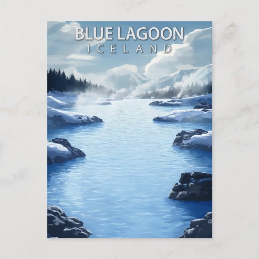 Blue Lagoon Iceland Springs Vintage Travel Briefkaart (Voorkant)