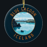 Blue Lagoon IJsland Noodcirkel Keramisch Ornament<br><div class="desc">Blue Lagoon IJsland vector art ontwerp. De Blue Lagoon is een geothermisch kuuroord in het zuidwesten van IJsland. De spa is gelegen in een lavaveld nabij Grindavík en voor de berg Þorbjörn op het schiereiland Reykjanes.</div>