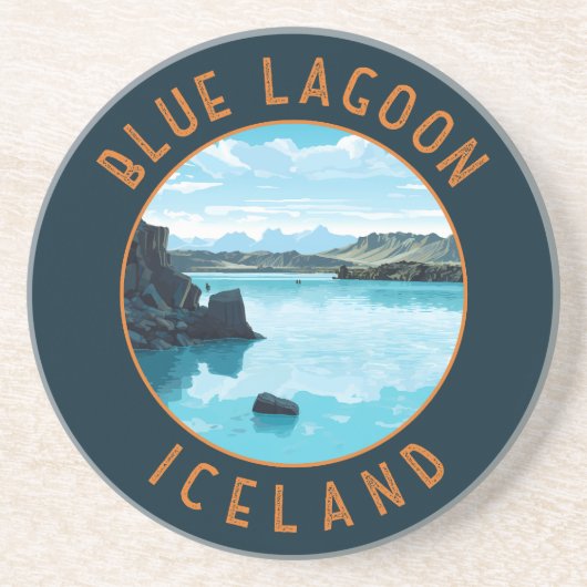 Blue Lagoon IJsland Noodcirkel Zandsteen Onderzetter (Voorkant)