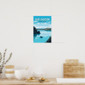 Blue Lagoon IJsland Reis Kunst Vintage Poster (Keuken)