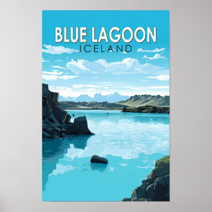 Blue Lagoon IJsland Reis Kunst Vintage Poster