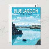 Blue Lagoon IJsland Reizen Kunst Vintage Briefkaart (Voorkant / Achterkant)