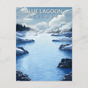 Blue Lagoon IJsland Springs Vintage Reis Briefkaart