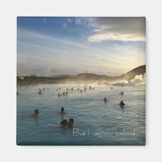 Blue Lagoon IJsland vierkante magneet (Voorkant)