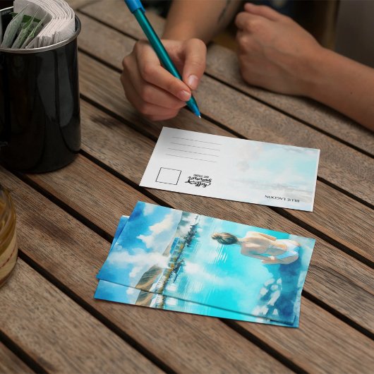Blue Lagoon IJsland Waterverf Briefkaart
