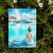 Blue Lagoon IJsland Waterverf Briefkaart