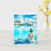 Blue Lagoon IJsland Waterverf Kaart (Gele Bloem)