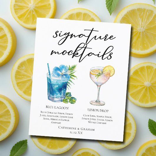 Blue Lagoon Lemon Drop Bruiloft Mocktails Menu