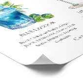 Blue Lagoon Lemon Drop Bruiloft Mocktails Menu Poster (Hoek)
