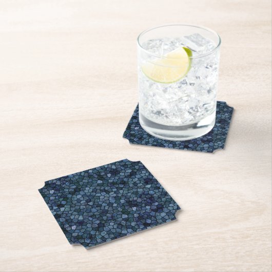 Blue Lagoon Midnight Kasseien Patchwork Terrazzo P Kartonnen Onderzetters (Insitu)