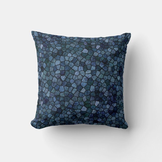 Blue Lagoon Midnight Kasseien Patchwork Terrazzo P Kussen (Voorkant)
