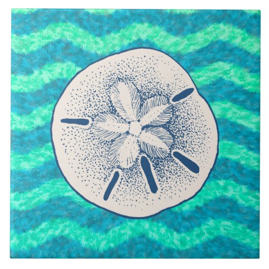 Blue Lagoon nautische zand dollar ontwerp Tegeltje (Voorkant)