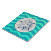 Blue Lagoon nautische zand dollar ontwerp Tegeltje (Zijkant)