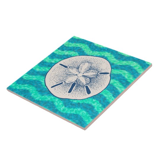 Blue Lagoon nautische zand dollar ontwerp Tegeltje (Zijkant)