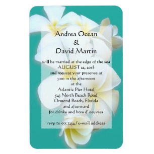 Blue Lagoon Plumeria Wedding Invitation Magnet Magneet