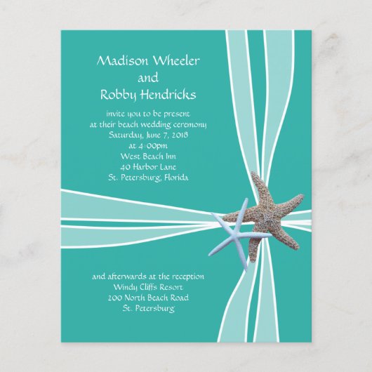 Blue Lagoon Starfish Gift Box Wedding Invitations (Voorkant)
