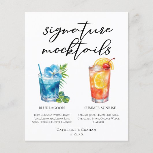 Blue Lagoon Summer Sunrise Mocktails Menu (Voorkant)