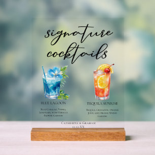 Blue Lagoon Tequila Sunrise Signature Cocktails Acryl Bord