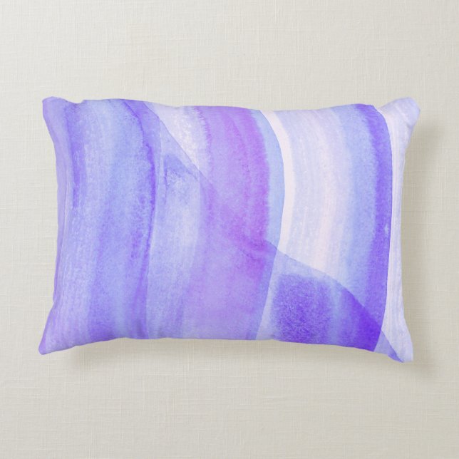 Blue Lagos Waterverf Abstract Accent Kussen (Achterkant)