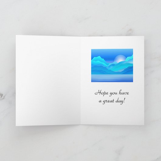 Blue Lake and Mountains Happy Birthday Kaart (Binnen)