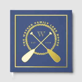 Blue Lake House Monogram Crossed Paddles Gastenboek