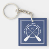 Blue Lake House Monogram Crossed Paddles Sleutelhanger (voorkant)