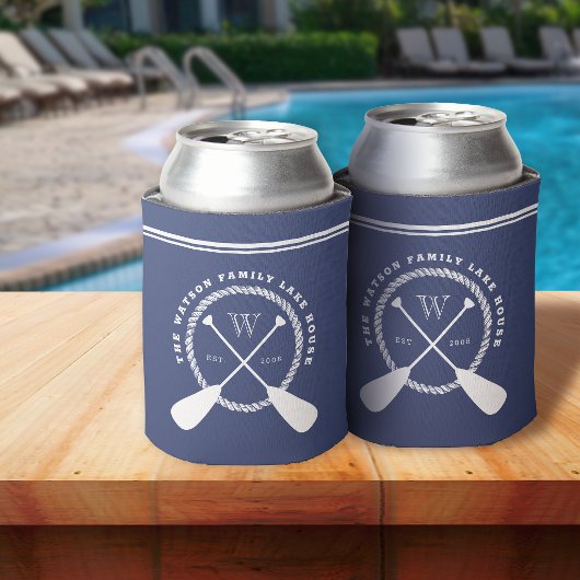 Blue Lake House Monogram Gekruiste Peddels Blikjeskoeler