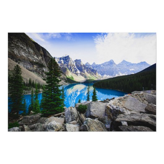 Blue Lake Rocky Mountain Pine Forest Perfect Poster (Voorkant)