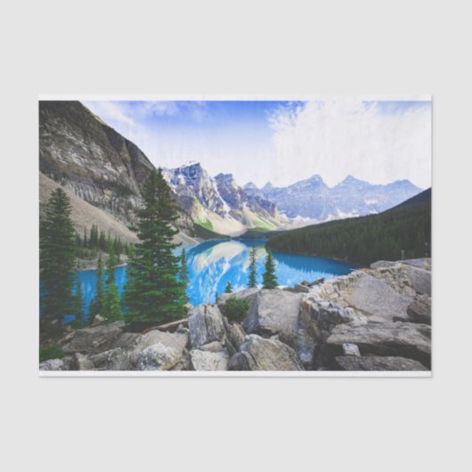 Blue Lake Rocky Mountain Pine Forest Tissuepapier (Voorkant)
