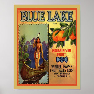  Blue Lake Sinaasappels Advertentie Poster