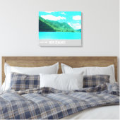 Blue Lake Tikatapu Nieuw-Zeeland reisprint Canvas Afdruk (Insitu (Slaapkamer))