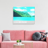 Blue Lake Tikatapu Nieuw-Zeeland reisprint Canvas Afdruk (Insitu (Woonkamer))