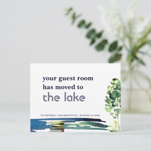 Blue Lake Uw logeerkamer is verhuisd naar nieuw hu Aankondigingskaart (Staand voorkant)
