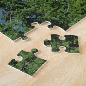 Blue Lake Winds Through Green Forested Mountains Legpuzzel (Zijkant)