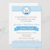 Blue Lamb Boy Baby shower Invitation 5x7 Card Kaart (Voorkant / Achterkant)