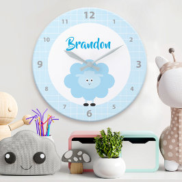 Blue Lamb Boy Kind Nursery Script Schattige Kawaii Grote Klok