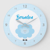 Blue Lamb Boy Kind Nursery Script Schattige Kawaii Grote Klok (Voorkant)