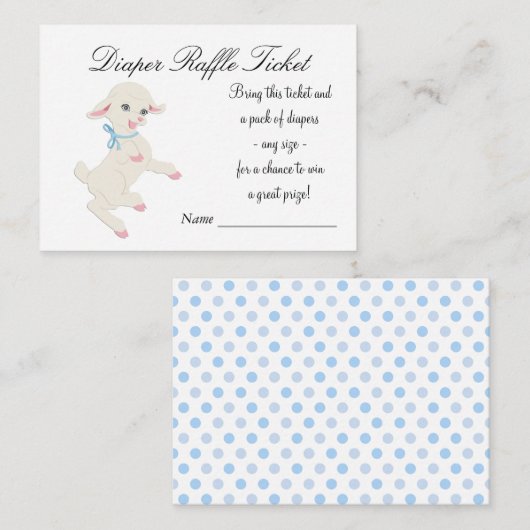 Blue Lamb Luier Raffle Tickets Informatiekaartje (Voorkant / Achterkant)